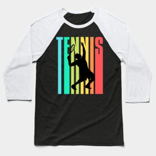 Colorful Tennis Player Silhouette Baseball T-Shirt